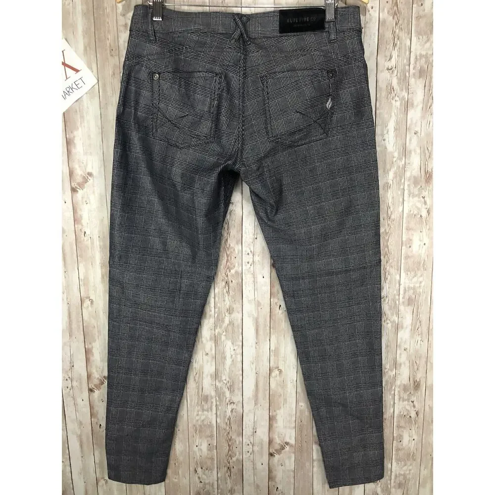 Blue Fire Co Pants Mens 27x30 Plaid Business Chino Gray Career Stretch N69